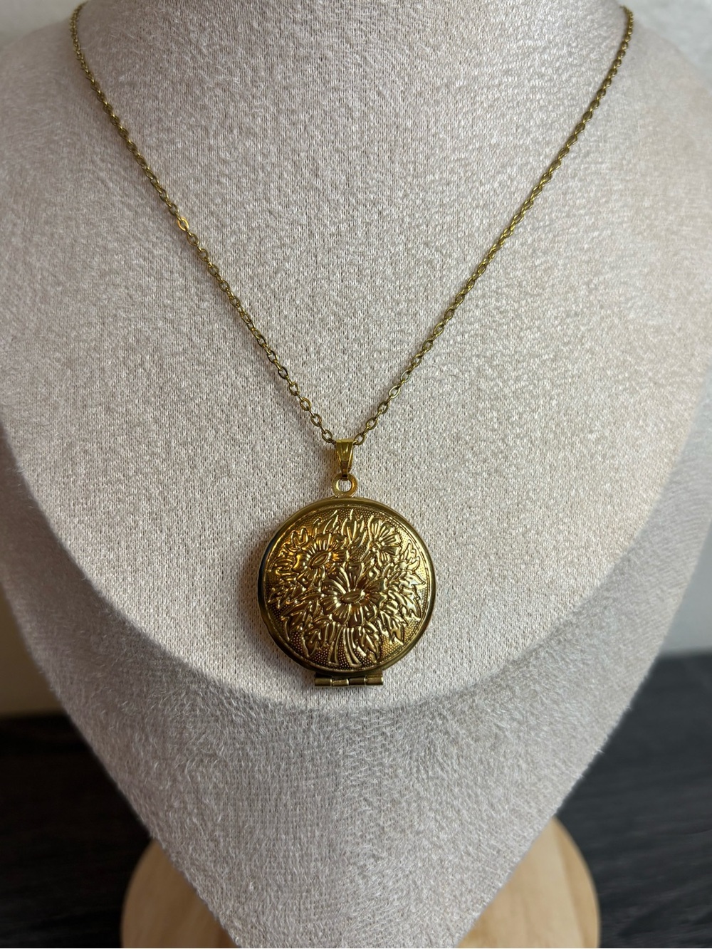 Handmade Gold Floral Locket Necklace | Waterproof & Tarnish Resistant